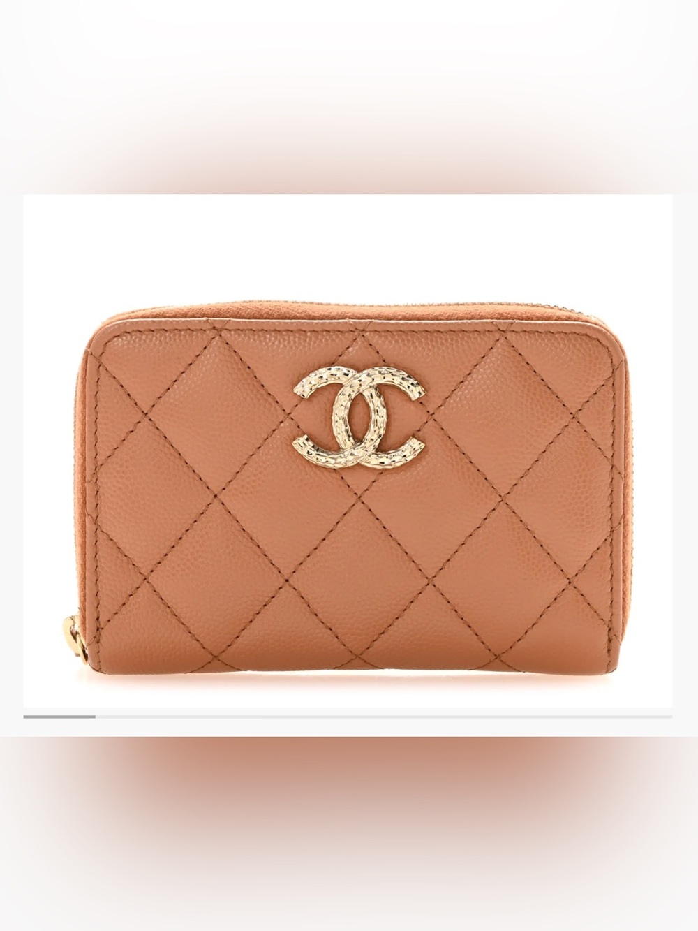 CHANEL Quilted Card holder in beige with Gold CC